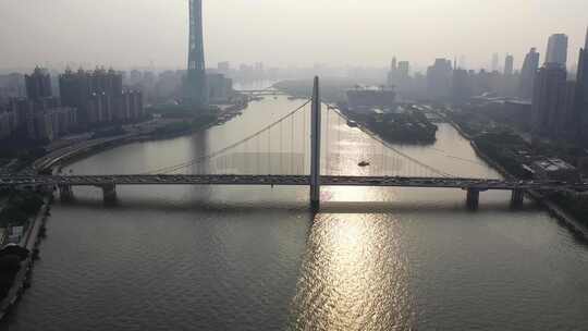广州猎德大桥航拍视频素材模板下载