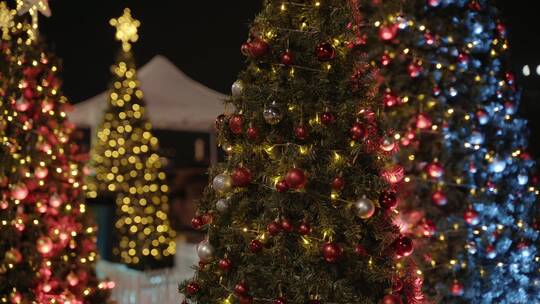 圣诞节圣诞集市夜景4K视频素材模板下载