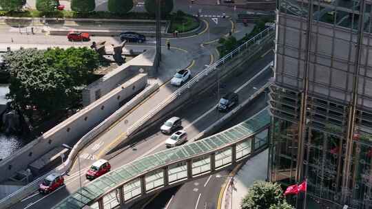 航拍香港中环街景交通