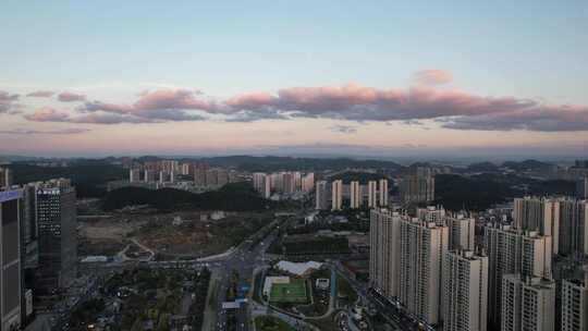 贵州贵阳日落晚霞夕阳航拍