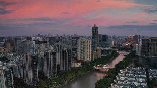 浙江杭州拱墅区武林门大运河夕阳空镜