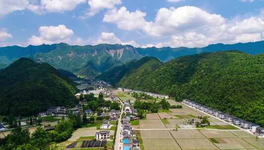 山脉山川大好河山西部乡村航拍延时