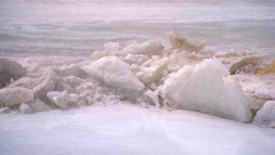 河流冰雪融化景象