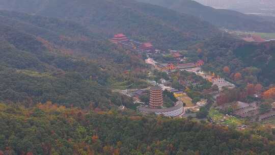 浙江绍兴会稽山大禹陵景区航拍越城区风景大视频素材模板下载