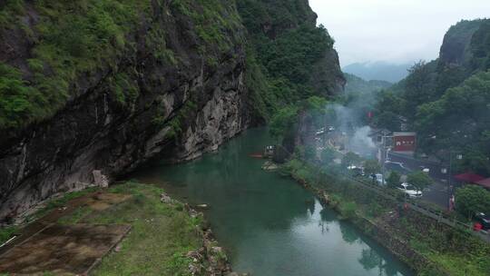 航拍浙江温州楠溪江大若岩景区