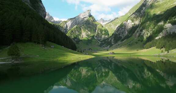 湖，Seealpsee，山脉，Alten