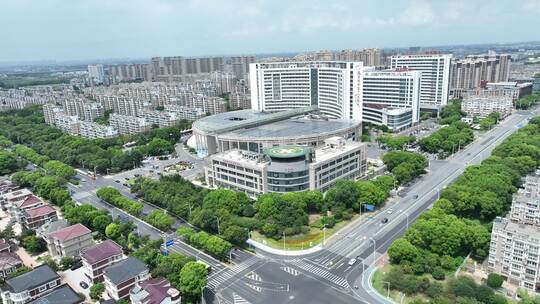 张家港市第一人民医院航拍视频素材模板下载