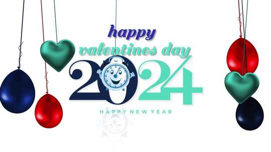 2024年新年快乐，情人节快乐循环背景