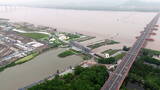 台州椒江大桥体育公园标志性建筑闸口高清在线视频素材下载