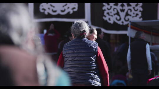 西藏拉萨冬日早晨八廓街大昭寺藏族朝拜人群视频素材模板下载