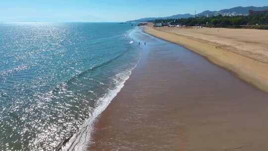 大海海边海水海浪沙滩海滩航拍风景唯美大自