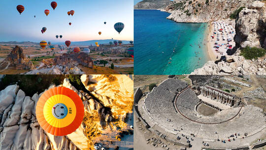 土耳其热球球风光地标旅游景点合集4K高清在线视频素材下载