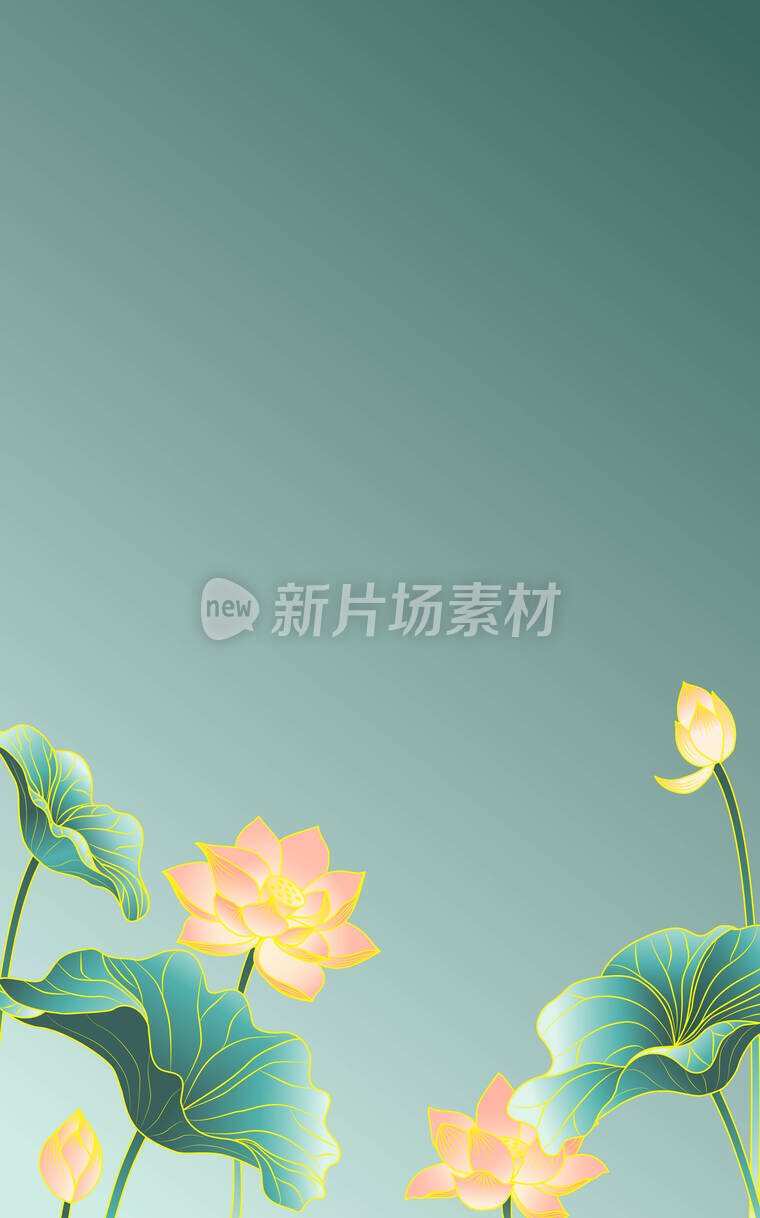 二十四节气插画元素夏季池塘荷花荷叶