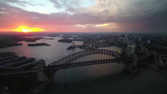 悉尼城市日落航拍