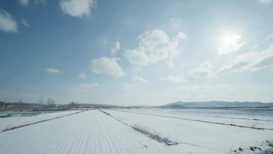 威海冬天雪景电视剧电影棚拍绿幕实拍素材8k