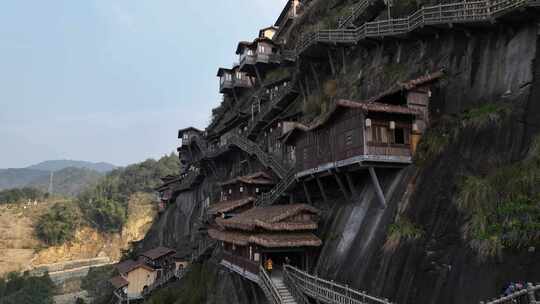 江西上饶望仙谷航拍山谷建筑景观