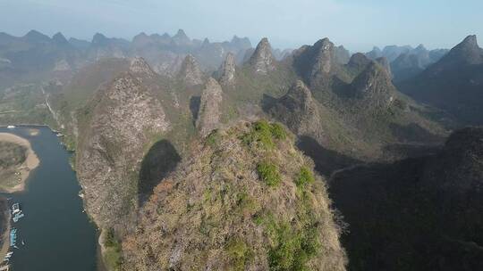 fpv穿越机航拍桂林山水阳朔漓江杨堤码头4K