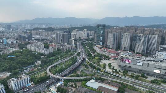 航拍福州东二环泰禾广场城市建筑