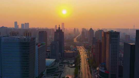 城市建筑都市日出日落朝阳晚霞夕阳黄昏