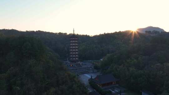 新昌大佛寺栖光禅寺万佛塔宝塔航拍