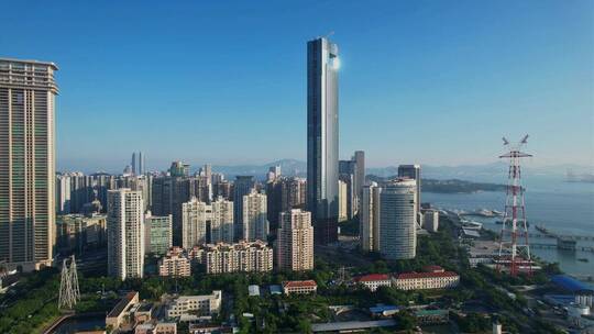 航拍厦门国际中心大厦建筑景观