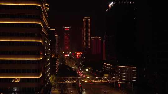 武汉武昌中南路灯光夜景航拍