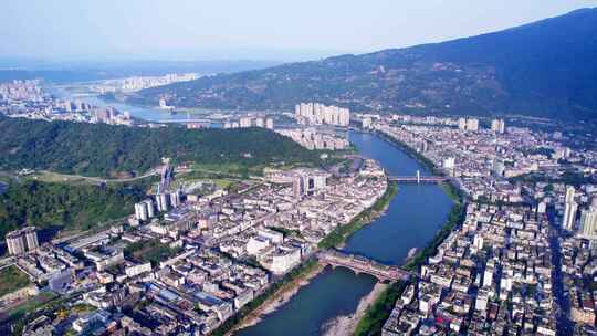 雅安市高视角城市风光航拍雅安廊桥