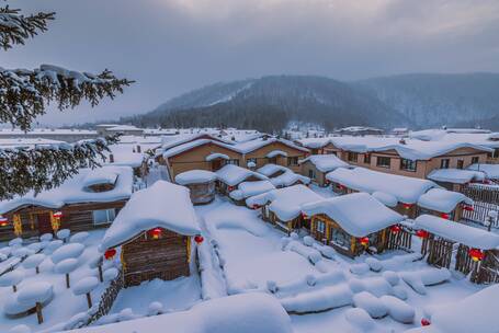 黑龙江牡丹江中国雪乡冬季高清风景延时8K