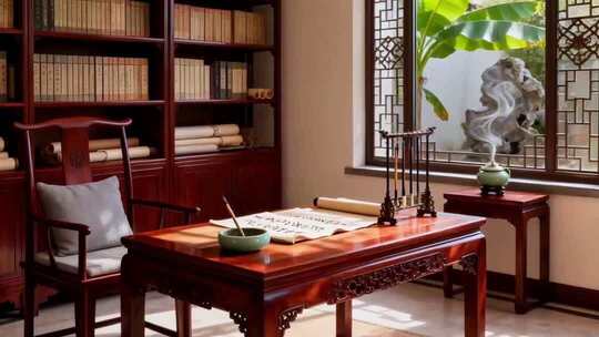 充满宋代美学风格古风古韵的房间内景