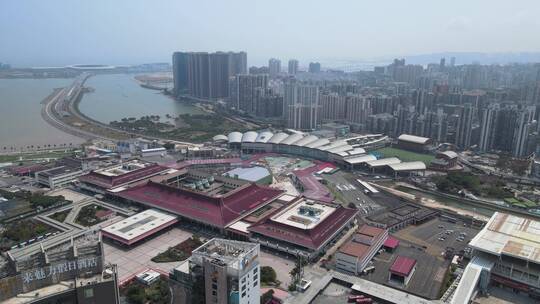 广东珠海拱北口岸航拍视频素材模板下载
