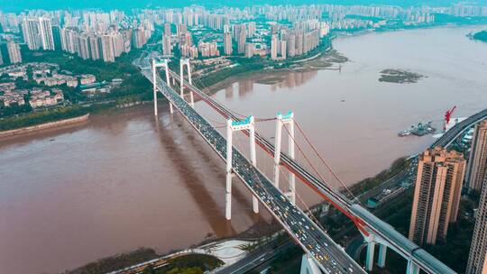 重庆_鹅公岩大桥_日景_环绕航拍延时