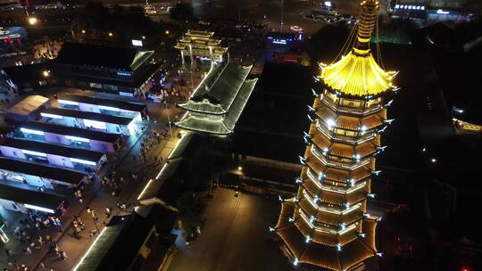 南禅寺夜景4K航拍原素材视频素材模板下载