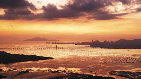 深圳南山方向日落晚霞