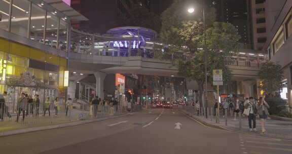 香港屯门站马路街景夜景