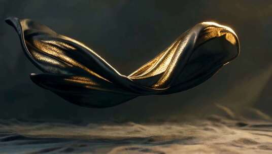 金色飘动绸带特效素材