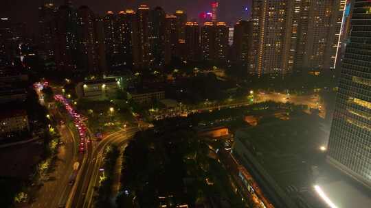 上海外滩陆家嘴高楼大厦摩天大楼车流夜晚夜