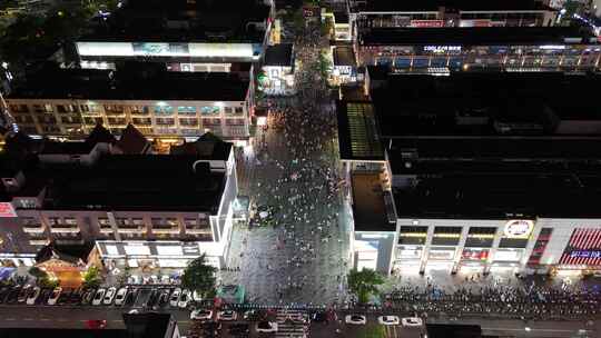 深圳大浪商业圈步行街夜景人流航拍