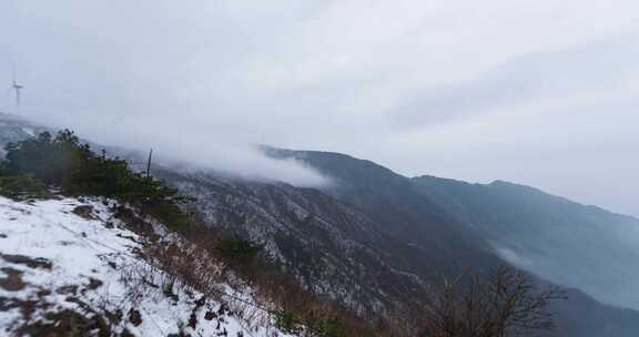 摄影九宫山风车山冬季雪地云海