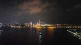 澳门夜景航拍澳门塔西湾大桥夜晚大海河流高清在线视频素材下载
