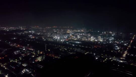 钢铁厂重工业夜景航拍