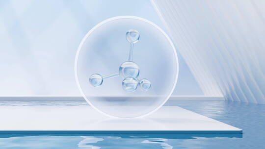 水面上的分子3D渲染