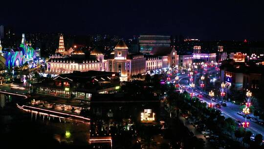 昆明都市夜景1903公园商业街航拍视频素材模板下载