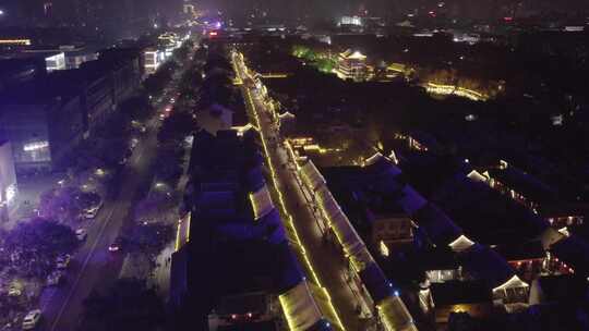 河南安阳夜景仓巷街航拍景点老街唯美古建筑视频素材模板下载