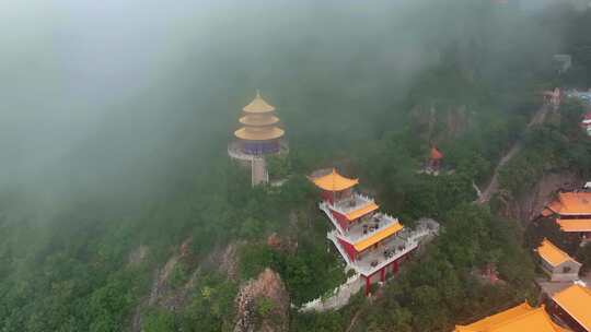 航拍辽宁辽阳龙峰寺