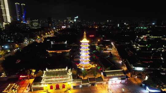 江苏无锡城市夜景灯光航拍