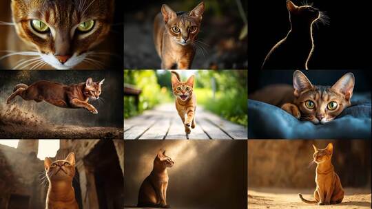 优雅阿比西尼亚猫的日常与迷人瞬间猫小猫高清在线视频素材下载