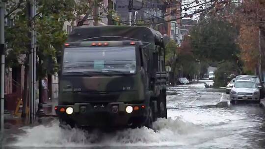 暴雨灾害后的新泽西州霍博肯市