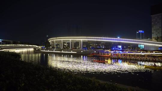 杭州滨江钱江世纪公园亚运会场地夜景