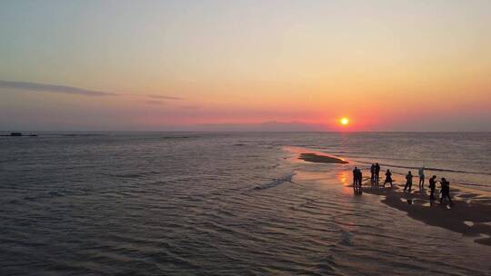 【4K航拍合集】福建东山鱼骨沙洲海沙滩夕阳