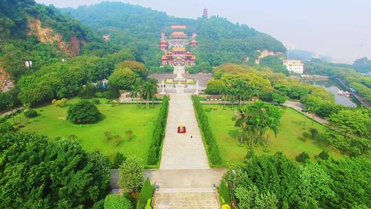 航拍南沙天后宫寺庙观音